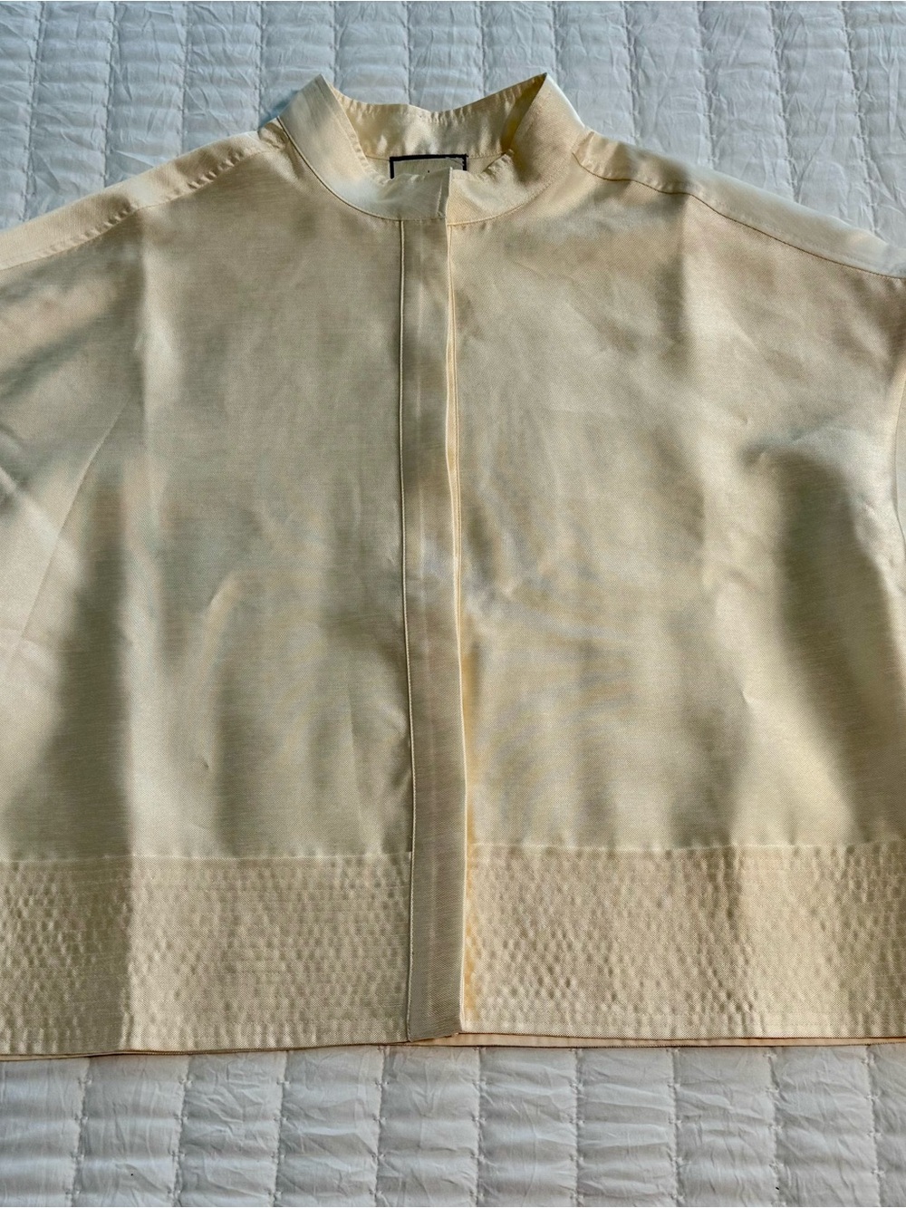 Tuckernuck Pearl Dupioni Trapunto Stitch Sofia Shirt Cream Ivory Size M